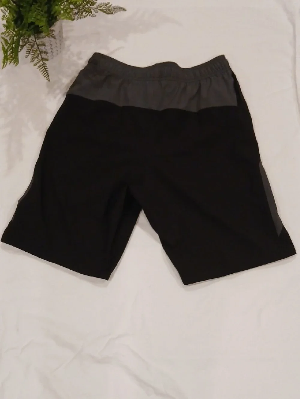 Nike Men’s Black Swim Trunks with White Swoosh and Gray Panels